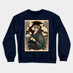 Art Nouveau Otter in Traditional Japanese Samurai Robe Crewneck Sweatshirt